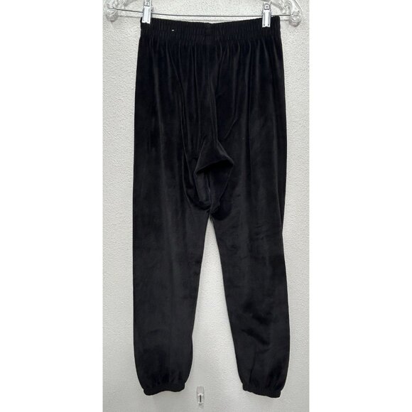 Victoria's Secret PINK Crushed Velvet Velour Joggers XS BLACK soft Athleisure - Picture 2 of 5